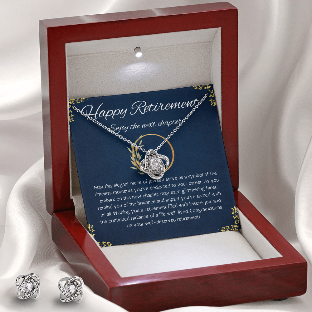 Retirement gift for women, retirement necklace, jewelry for retirement, love knot necklace and Earring, gift for coworkers, coworker leaving