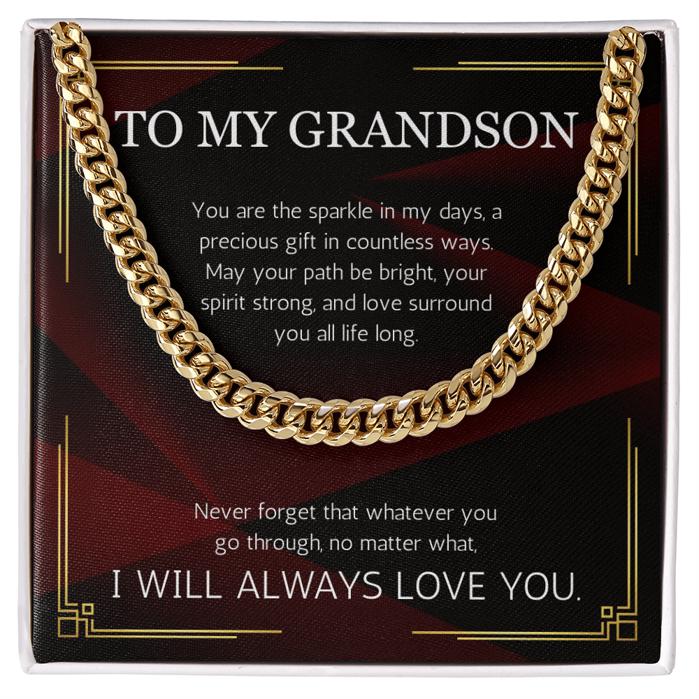 Grandson Gift Necklace Cuban Chain for Grandson From Grandma Grandpa Nana Graduation Birthday Christmas Gift From Grandfather Grandmother
