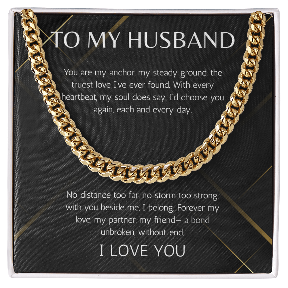 Husband Anniversary Gift Necklace Cuban Link Chin For Husband Gift Jewelry Birthday Gift Christmas Gift For Husband Valentines Day Gift