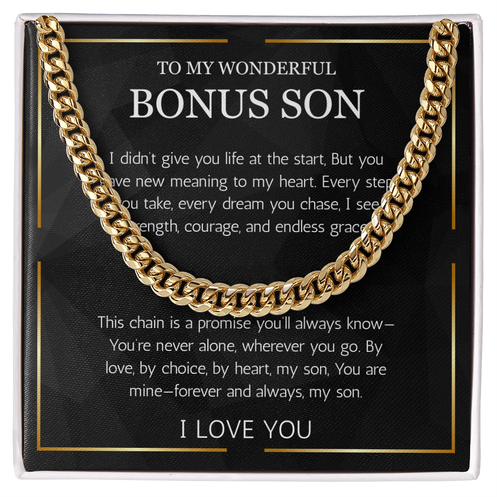 Bonus Son Gift, Cuban Chain Stepson Birthday Gift, Birthday Gift For Bonus Son,  Graduation, Christmas Gift, Stepchild Gift, Step Kid Gift