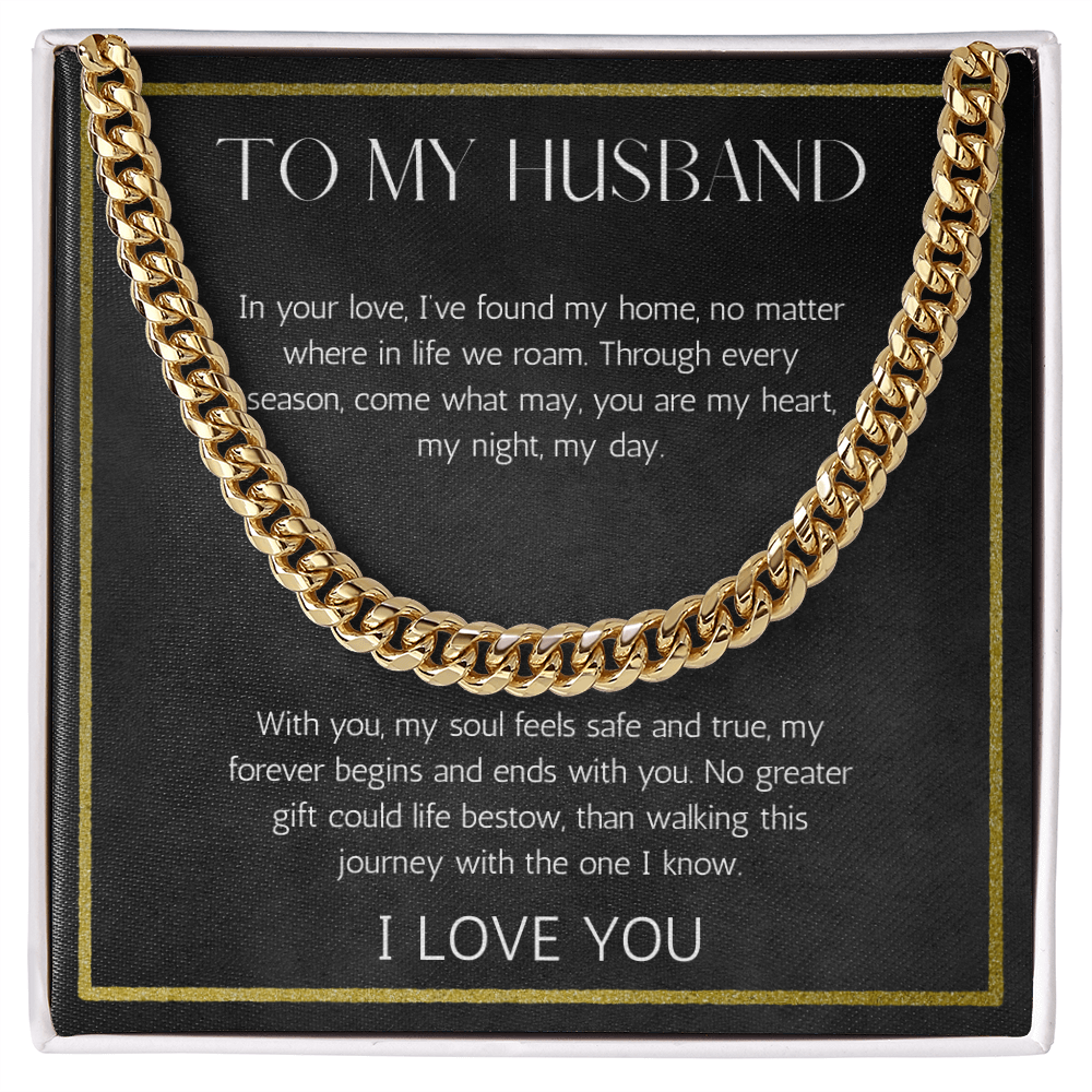 To My Husband Anniversary Gift from Wife Necklace Cuban Link Chin For Husband Gift Jewelry Birthday Gift Christmas Gift For Husband