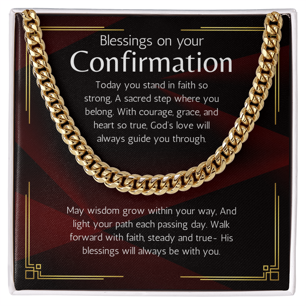 Confirmation Gift for Boys or Men Cuban Chain Necklace with Sentimental Message for Son, Grandson, Nephew, Brother