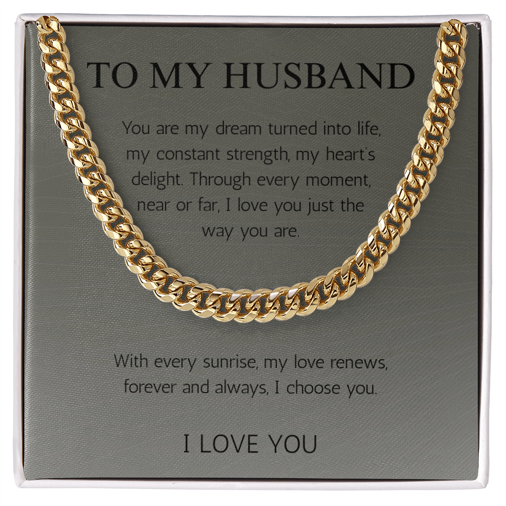 To My Husband Gift Necklace Cuban Link Chin For Husband Birthday Gift Jewelry Anniversary Gift Christmas Gift For Husband From Wife present
