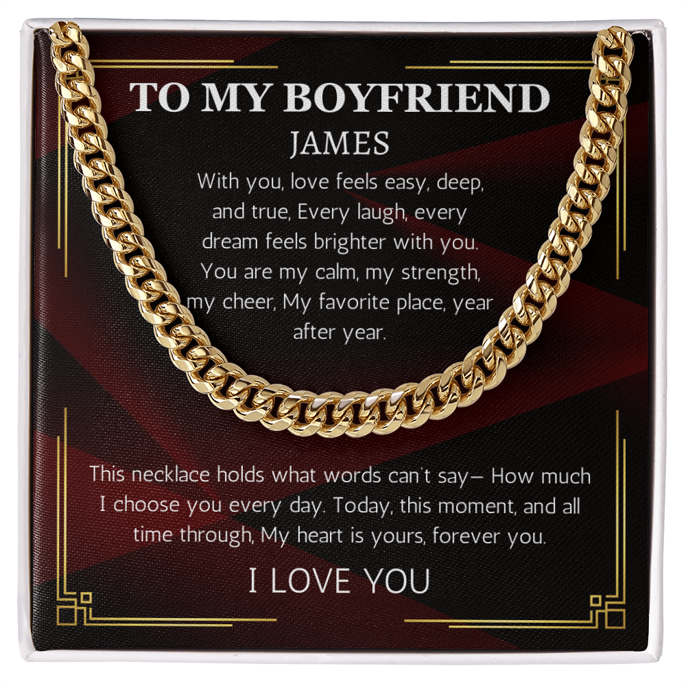Boyfriend Cuban Chain Necklace, Birthday Necklace For Boyfriend, Boyfriend Necklace, Valentines Day, 1 year anniversary gift for boyfriend