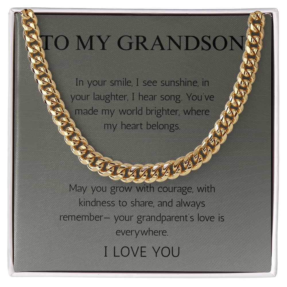 To My Grandson Gift Necklace Cuban Chain for Grandson From Grandma Grandpa Nana Graduation Birthday Christmas Gift