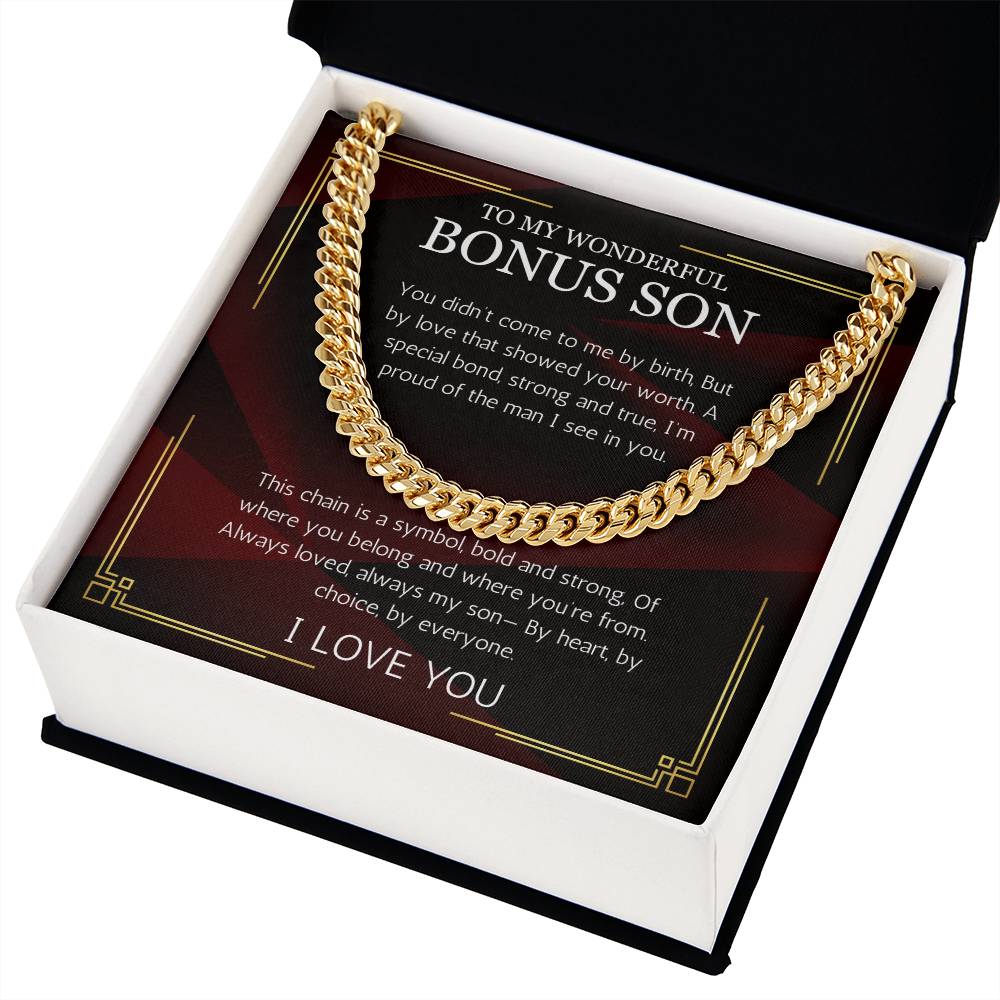 Bonus Son Gift, Birthday Gift For Bonus Son, Cuban Chain Stepson Birthday Gift, Graduation, Christmas Gift, Stepchild Gift, Step Kid Gift
