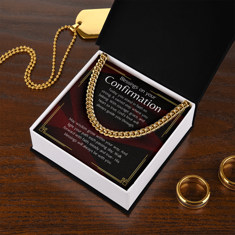 Confirmation Gift for Boys or Men Cuban Chain Necklace with Sentimental Message for Son, Grandson, Nephew, Brother
