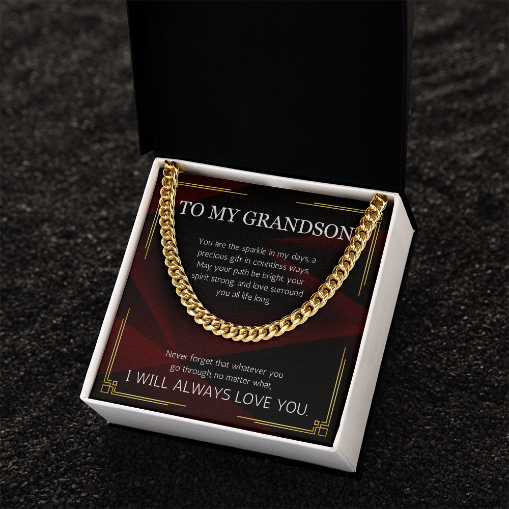 Grandson Gift Necklace Cuban Chain for Grandson From Grandma Grandpa Nana Graduation Birthday Christmas Gift From Grandfather Grandmother