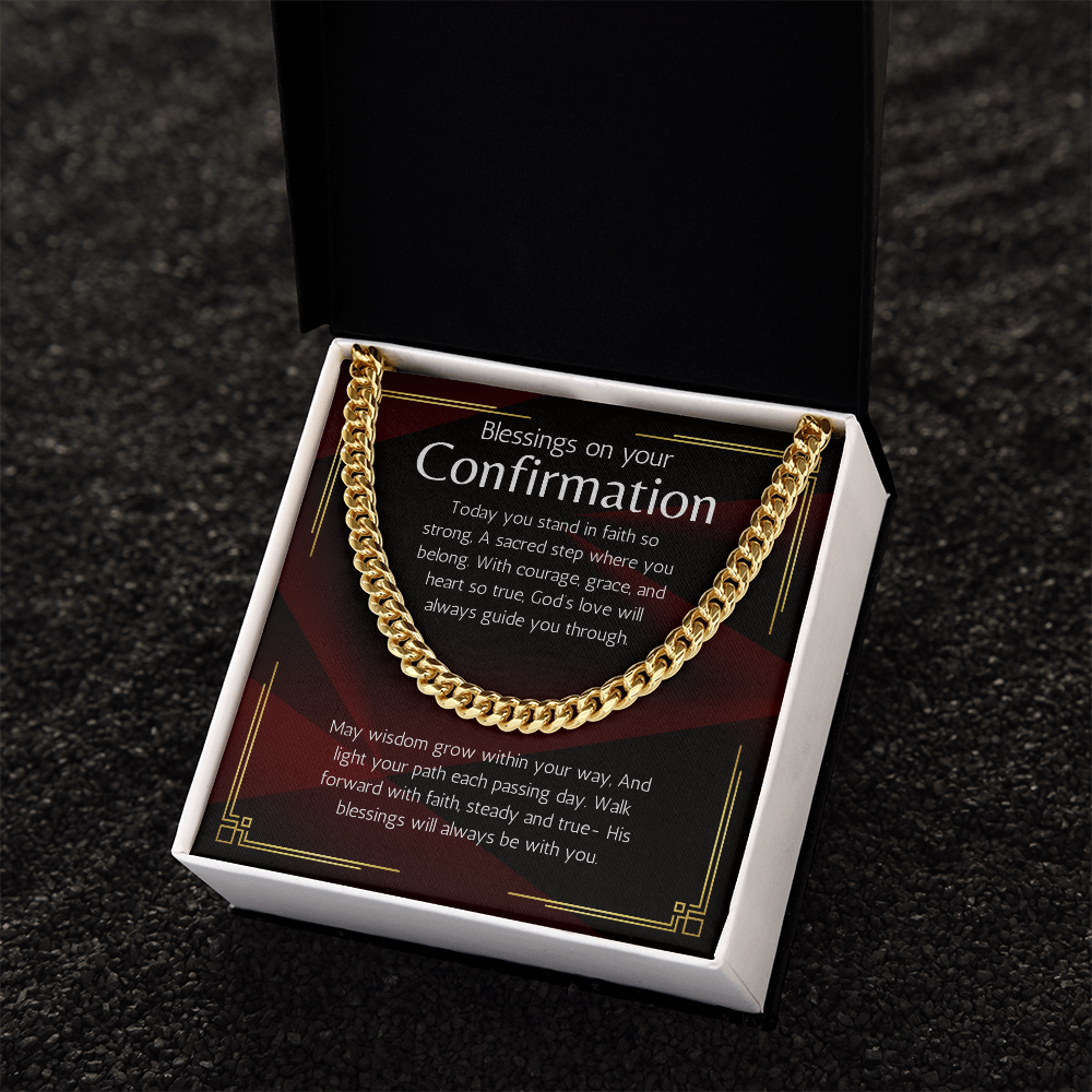 Confirmation Gift for Boys or Men Cuban Chain Necklace with Sentimental Message for Son, Grandson, Nephew, Brother
