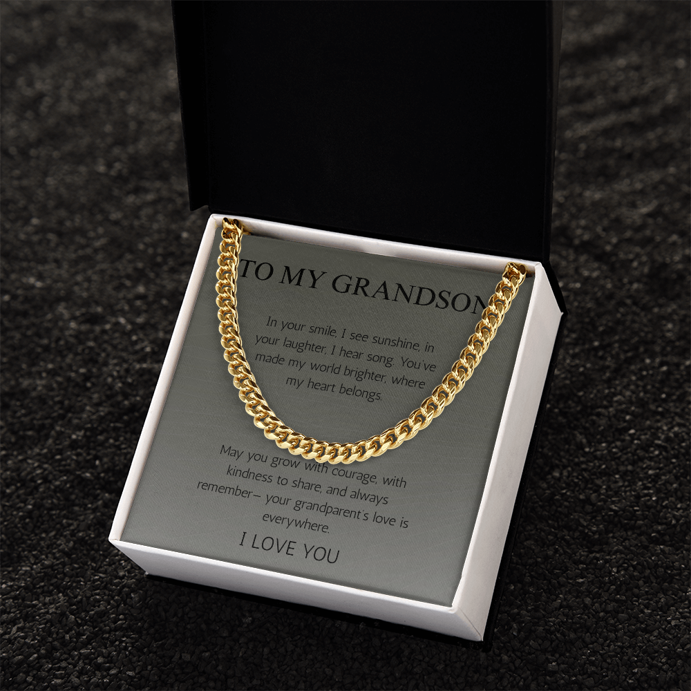 To My Grandson Gift Necklace Cuban Chain for Grandson From Grandma Grandpa Nana Graduation Birthday Christmas Gift