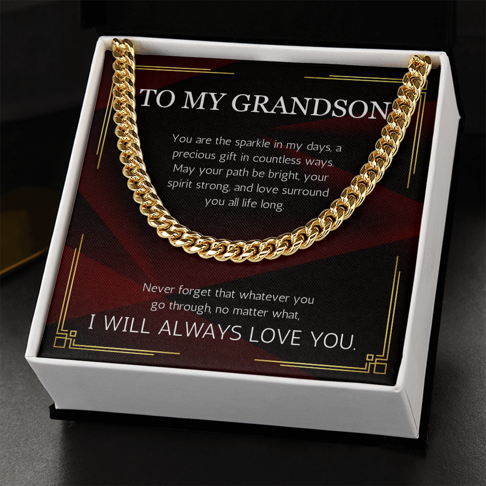 Grandson Gift Necklace Cuban Chain for Grandson From Grandma Grandpa Nana Graduation Birthday Christmas Gift From Grandfather Grandmother