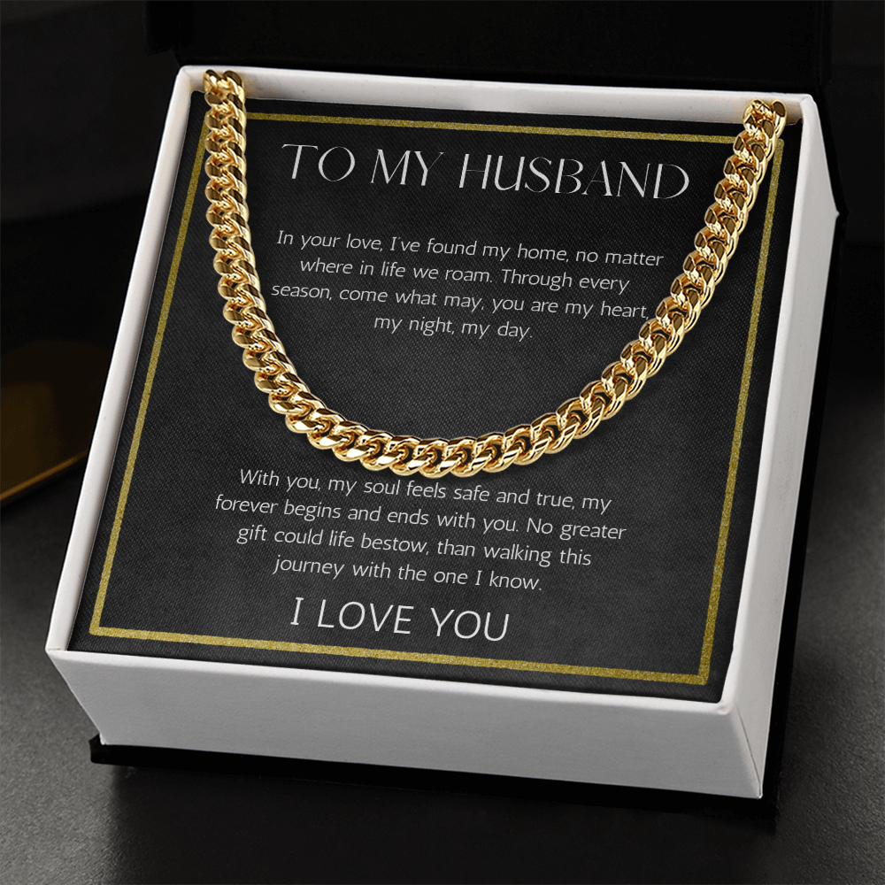 To My Husband Anniversary Gift from Wife Necklace Cuban Link Chin For Husband Gift Jewelry Birthday Gift Christmas Gift For Husband