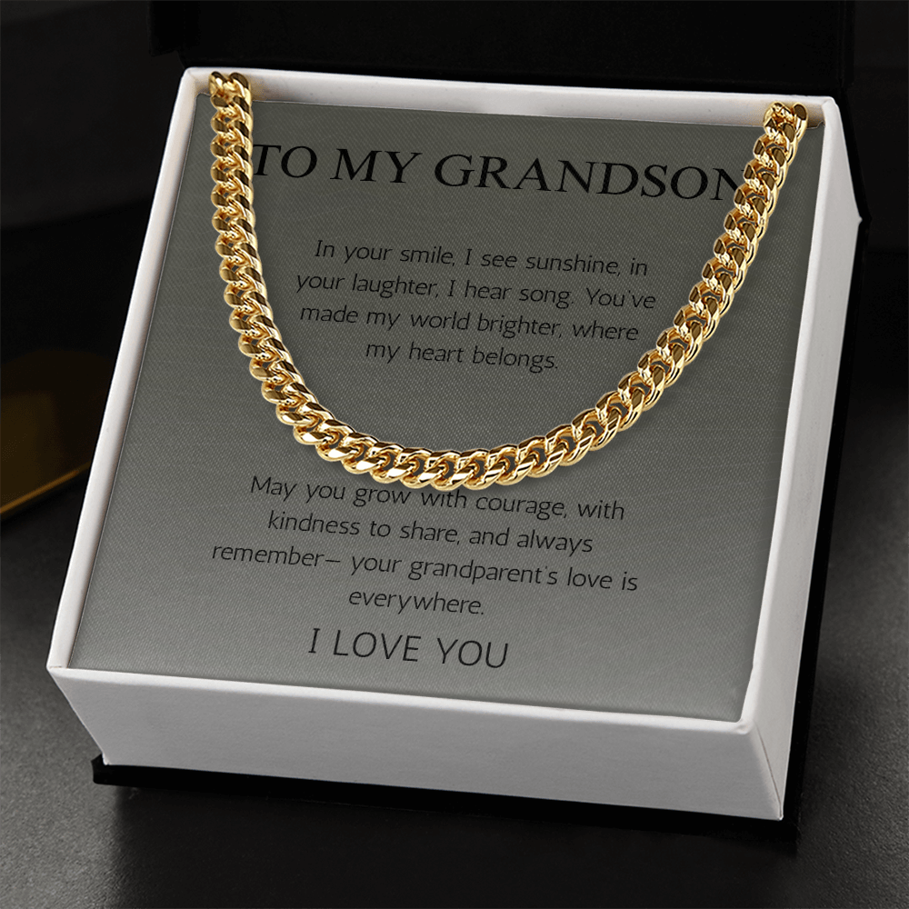 To My Grandson Gift Necklace Cuban Chain for Grandson From Grandma Grandpa Nana Graduation Birthday Christmas Gift