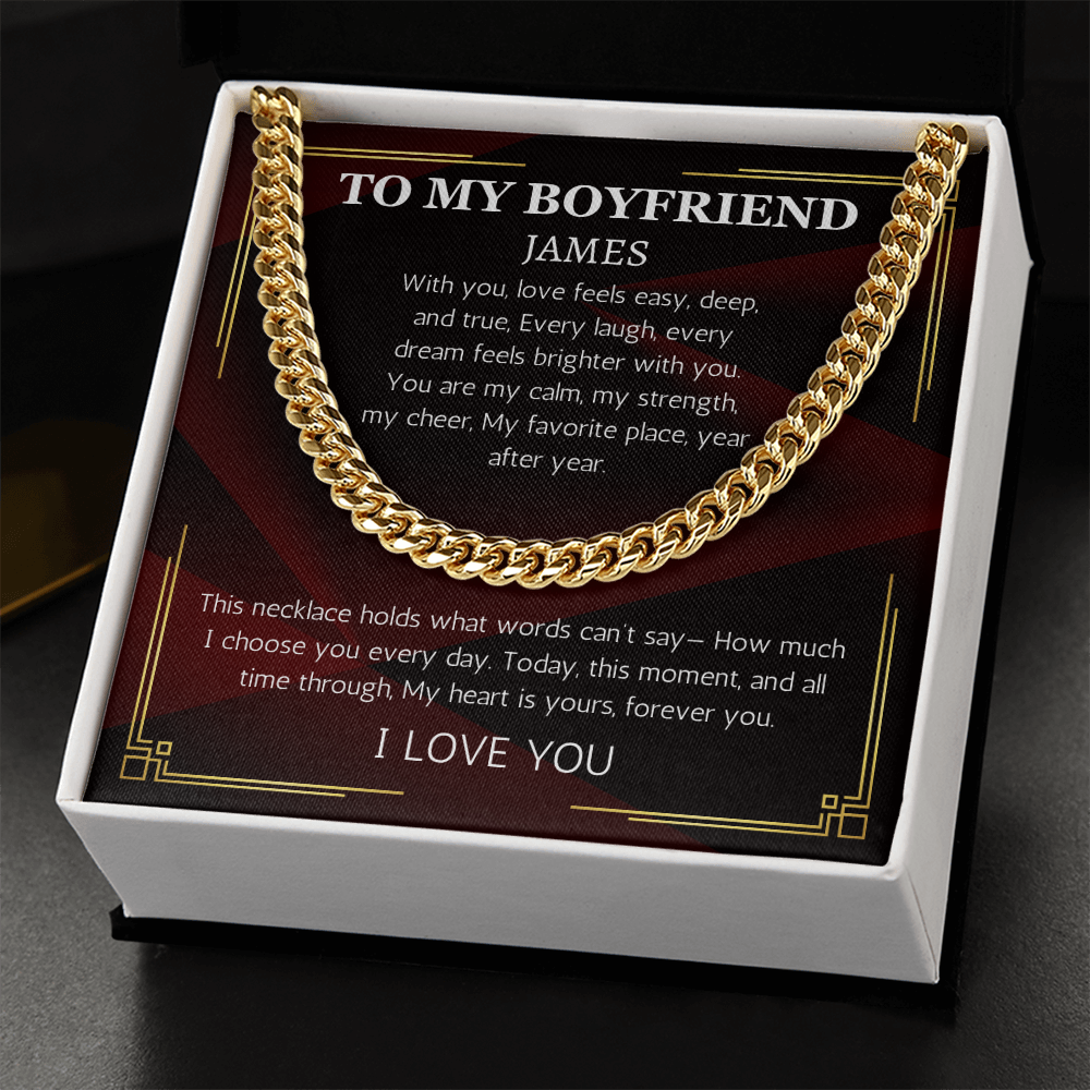 Boyfriend Cuban Chain Necklace, Birthday Necklace For Boyfriend, Boyfriend Necklace, Valentines Day, 1 year anniversary gift for boyfriend