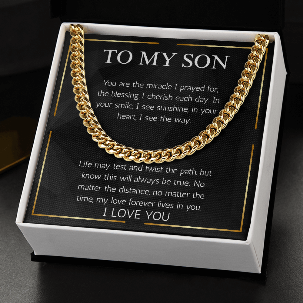 To My Son Gift Necklace From Dad Mom Jewelry Cuban Chain Necklace For Son Gift Birthday Christmas Graduation Gift From Father Mother