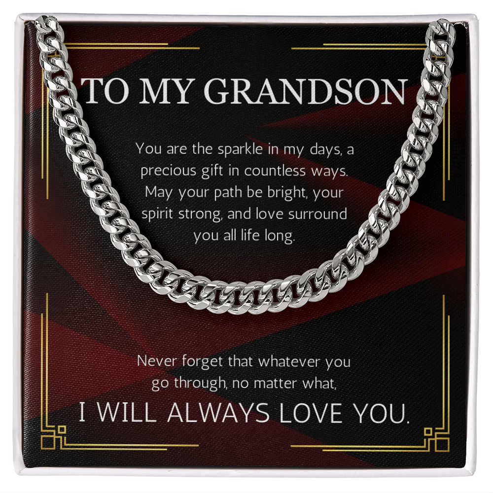 Grandson Gift Necklace Cuban Chain for Grandson From Grandma Grandpa Nana Graduation Birthday Christmas Gift From Grandfather Grandmother