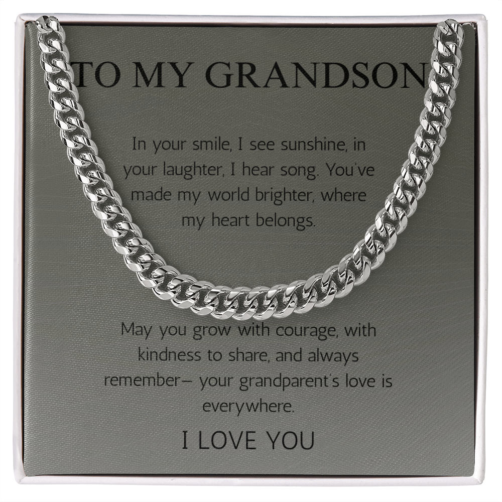 To My Grandson Gift Necklace Cuban Chain for Grandson From Grandma Grandpa Nana Graduation Birthday Christmas Gift