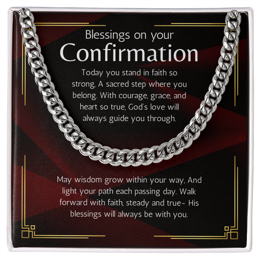 Confirmation Gift for Boys or Men Cuban Chain Necklace with Sentimental Message for Son, Grandson, Nephew, Brother