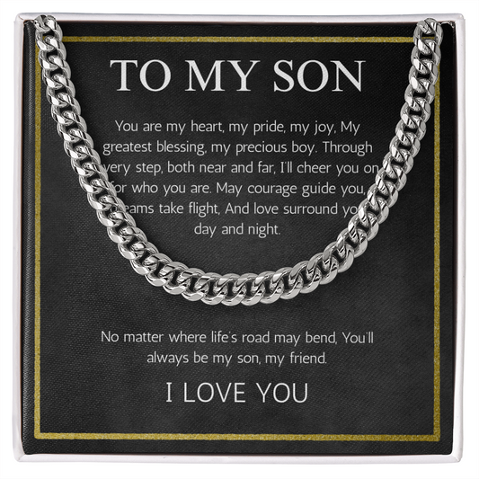 Son Cuban Chain Gift Necklace From Dad Mom Jewelry For Son Gift Birthday Christmas Graduation Gift from Mother Father