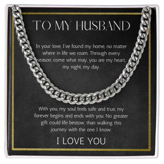 To My Husband Anniversary Gift from Wife Necklace Cuban Link Chin For Husband Gift Jewelry Birthday Gift Christmas Gift For Husband