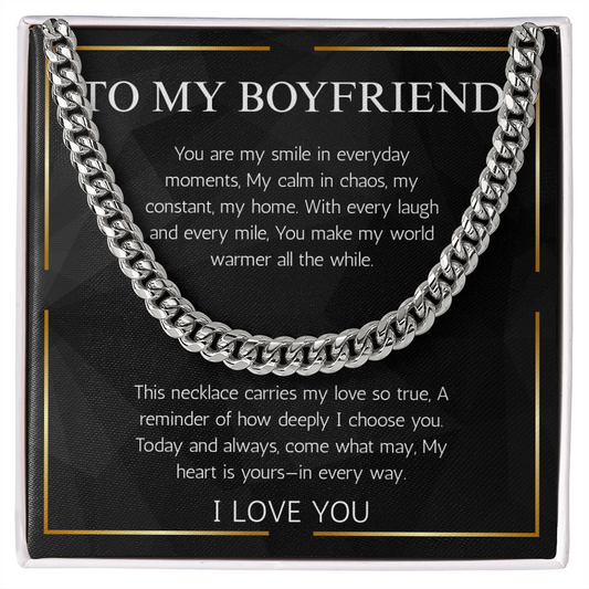 Boyfriend Cuban Chain Necklace, Necklace Gift For Boyfriend, Boyfriend Gift for Valentines Day, Birthday, Anniversary By Girlfriend