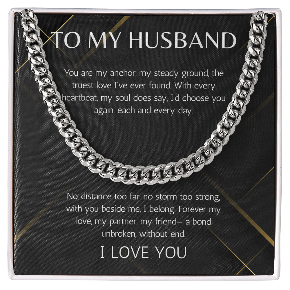 Husband Anniversary Gift Necklace Cuban Link Chin For Husband Gift Jewelry Birthday Gift Christmas Gift For Husband Valentines Day Gift