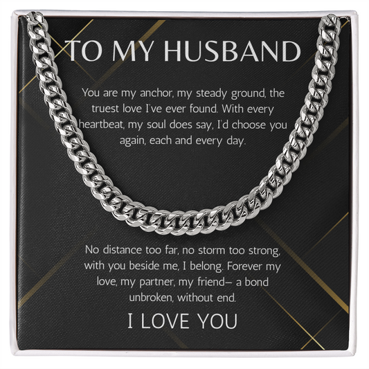 Husband Anniversary Gift Necklace Cuban Link Chin For Husband Gift Jewelry Birthday Gift Christmas Gift For Husband Valentines Day Gift
