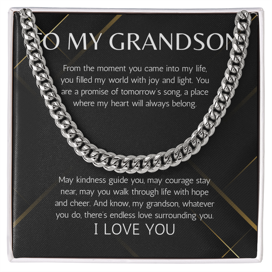 Grandson Gift Necklace Cuban Chain Jewelry for Grandson From Grandma Grandpa Birthday Graduation Christmas Gift Grandparent