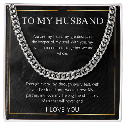 Husband Anniversary Gift Necklace Cuban Link Chin For Husband Gift Jewelry Birthday Gift Christmas Gift For Husband From Wife present