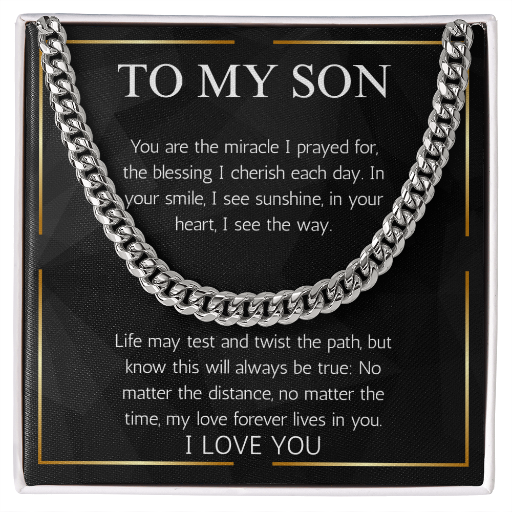 To My Son Gift Necklace From Dad Mom Jewelry Cuban Chain Necklace For Son Gift Birthday Christmas Graduation Gift From Father Mother