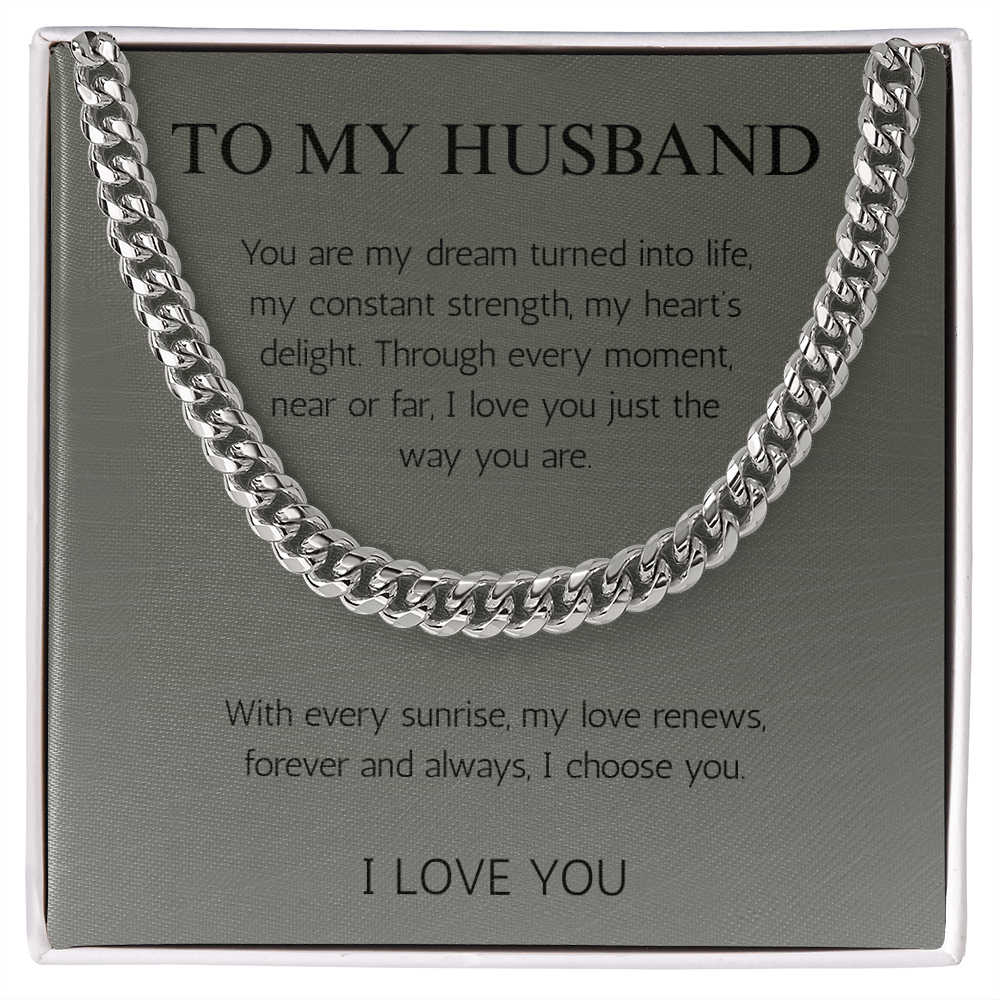 To My Husband Gift Necklace Cuban Link Chin For Husband Birthday Gift Jewelry Anniversary Gift Christmas Gift For Husband From Wife present