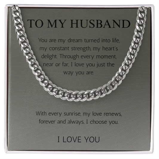 To My Husband Gift Necklace Cuban Link Chin For Husband Birthday Gift Jewelry Anniversary Gift Christmas Gift For Husband From Wife present