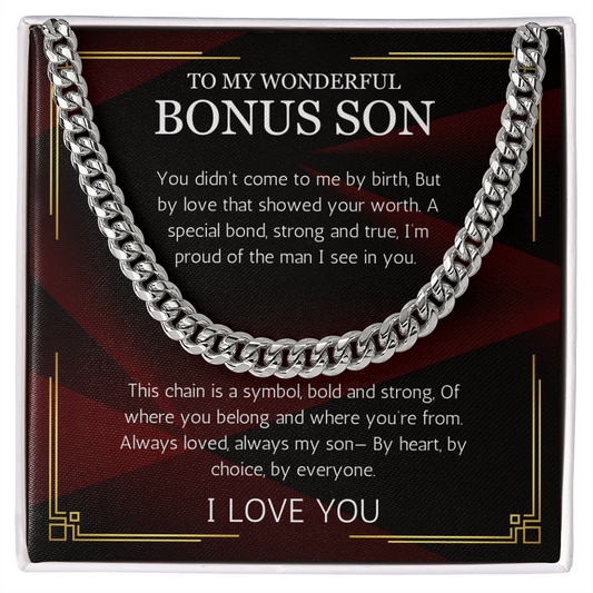 Bonus Son Gift, Birthday Gift For Bonus Son, Cuban Chain Stepson Birthday Gift, Graduation, Christmas Gift, Stepchild Gift, Step Kid Gift