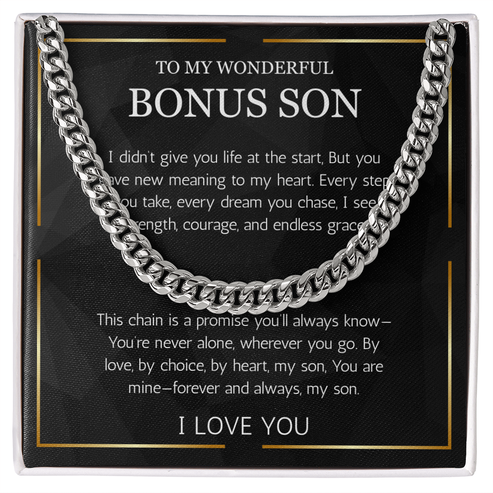 Bonus Son Gift, Cuban Chain Stepson Birthday Gift, Birthday Gift For Bonus Son,  Graduation, Christmas Gift, Stepchild Gift, Step Kid Gift