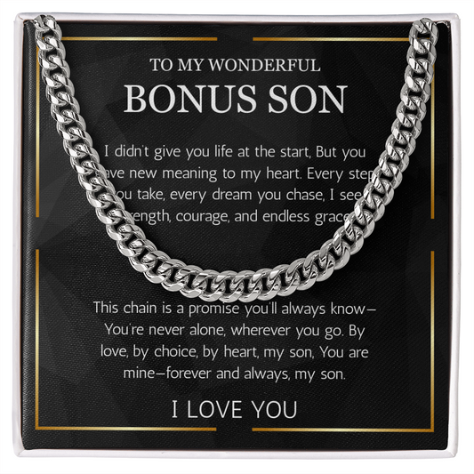 Bonus Son Gift, Cuban Chain Stepson Birthday Gift, Birthday Gift For Bonus Son,  Graduation, Christmas Gift, Stepchild Gift, Step Kid Gift