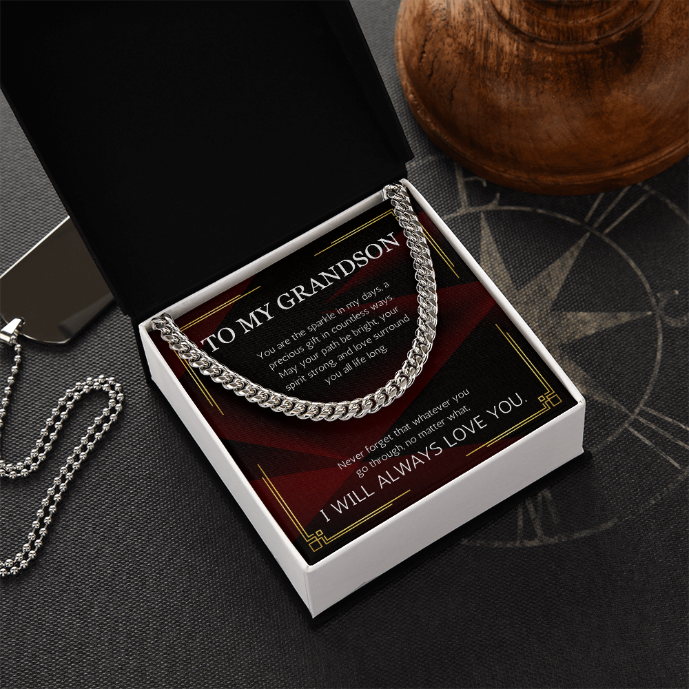 Grandson Gift Necklace Cuban Chain for Grandson From Grandma Grandpa Nana Graduation Birthday Christmas Gift From Grandfather Grandmother