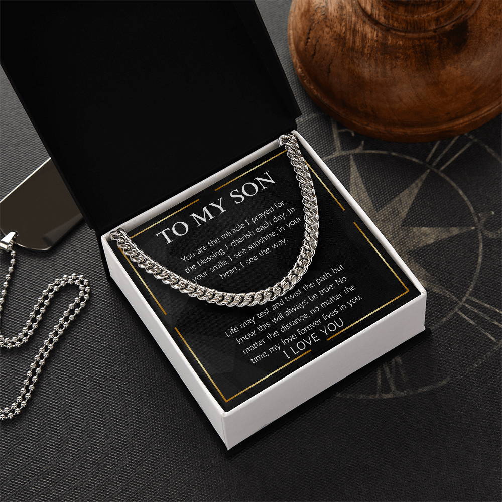 To My Son Gift Necklace From Dad Mom Jewelry Cuban Chain Necklace For Son Gift Birthday Christmas Graduation Gift From Father Mother
