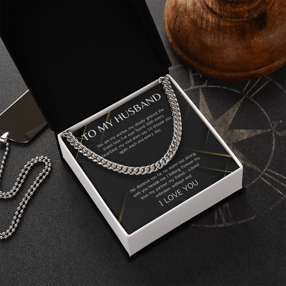 Husband Anniversary Gift Necklace Cuban Link Chin For Husband Gift Jewelry Birthday Gift Christmas Gift For Husband Valentines Day Gift