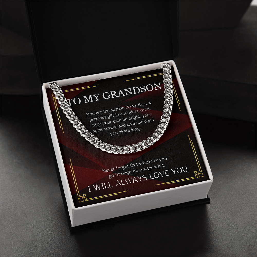 Grandson Gift Necklace Cuban Chain for Grandson From Grandma Grandpa Nana Graduation Birthday Christmas Gift From Grandfather Grandmother