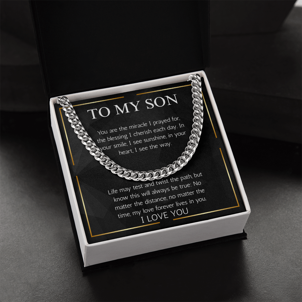 To My Son Gift Necklace From Dad Mom Jewelry Cuban Chain Necklace For Son Gift Birthday Christmas Graduation Gift From Father Mother