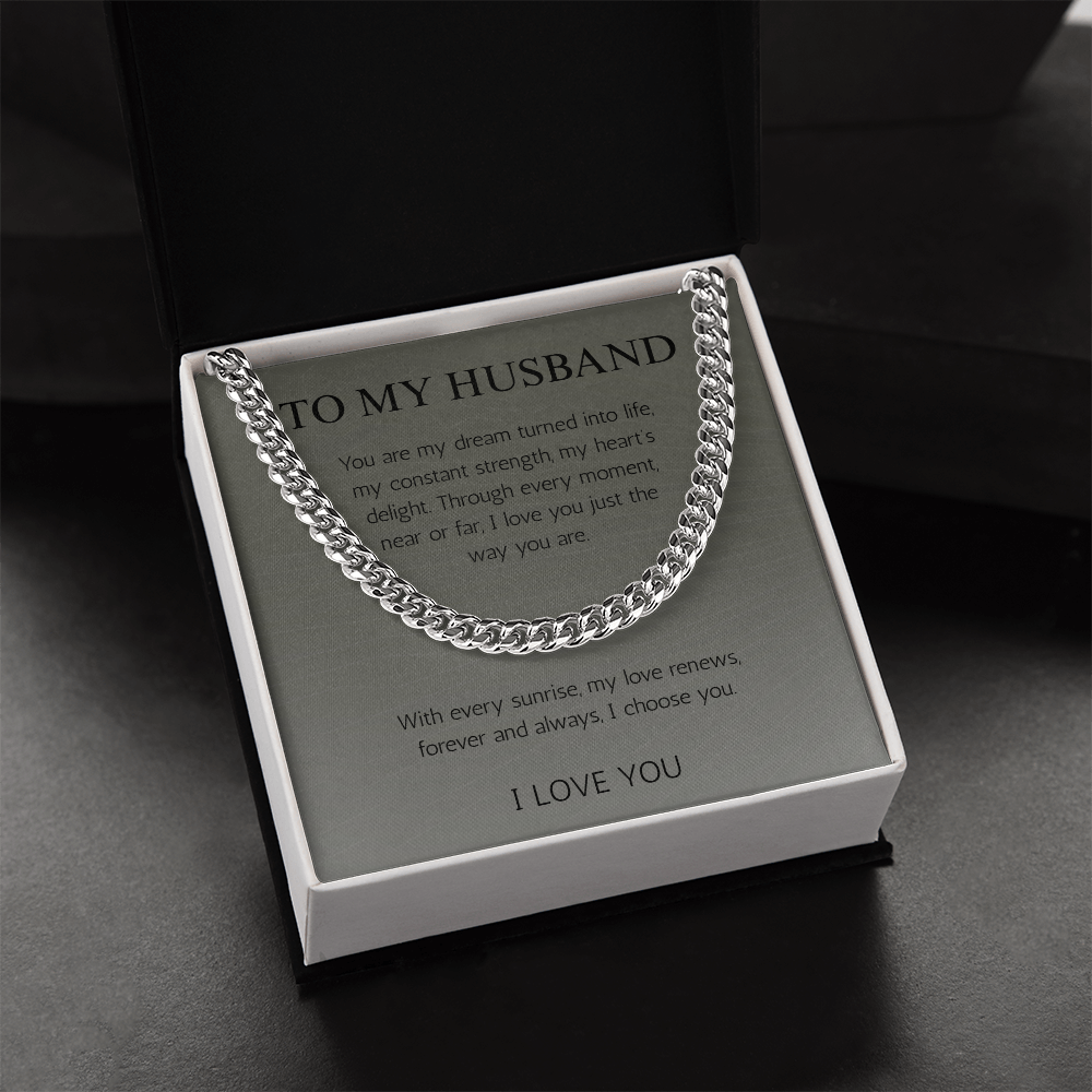 To My Husband Gift Necklace Cuban Link Chin For Husband Birthday Gift Jewelry Anniversary Gift Christmas Gift For Husband From Wife present