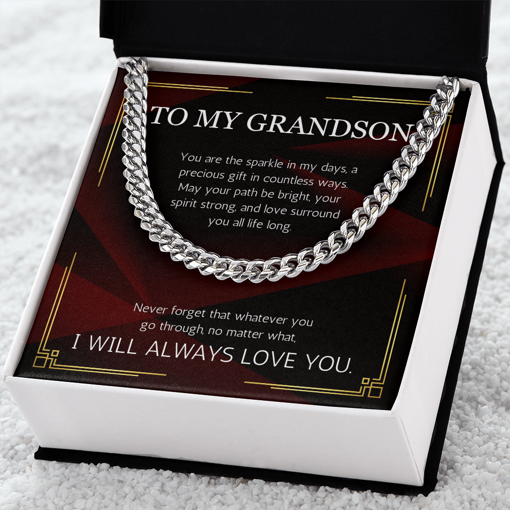 Grandson Gift Necklace Cuban Chain for Grandson From Grandma Grandpa Nana Graduation Birthday Christmas Gift From Grandfather Grandmother