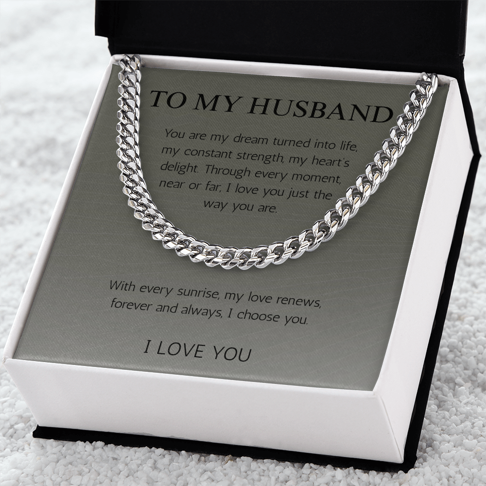 To My Husband Gift Necklace Cuban Link Chin For Husband Birthday Gift Jewelry Anniversary Gift Christmas Gift For Husband From Wife present