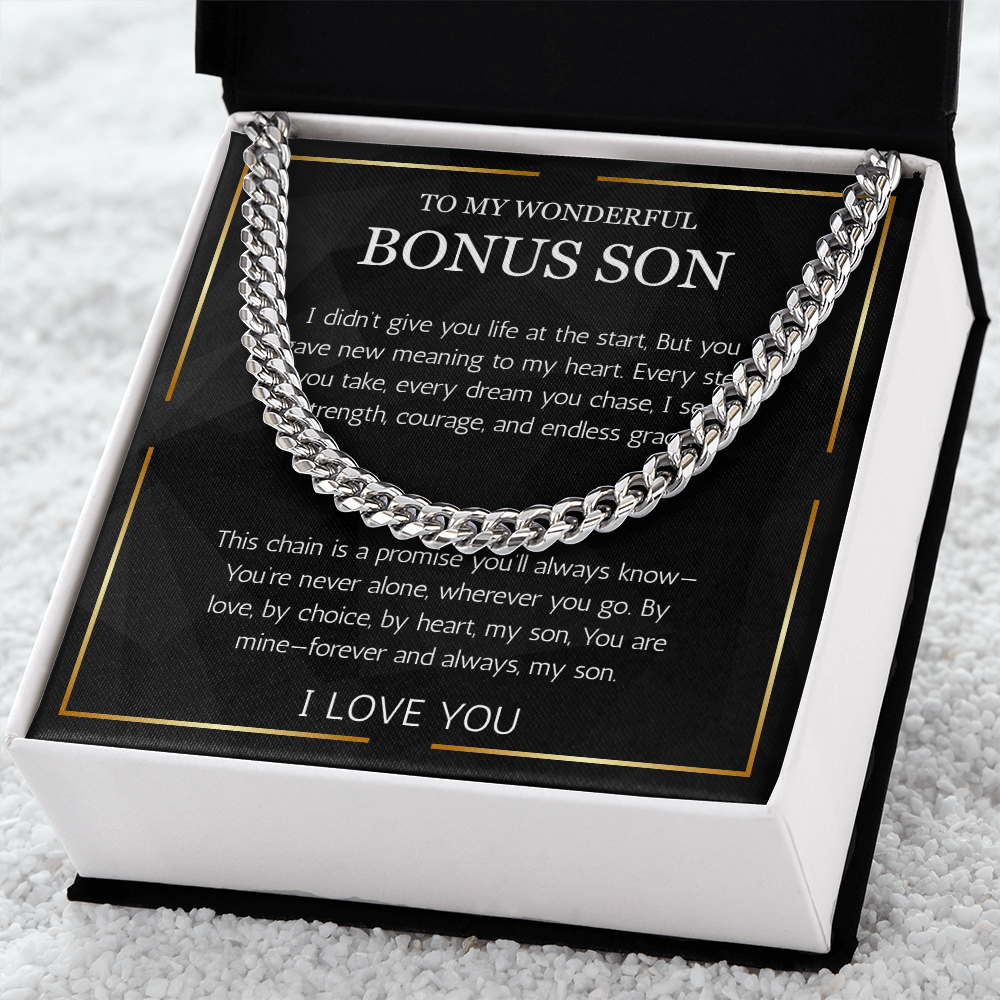 Bonus Son Gift, Cuban Chain Stepson Birthday Gift, Birthday Gift For Bonus Son,  Graduation, Christmas Gift, Stepchild Gift, Step Kid Gift