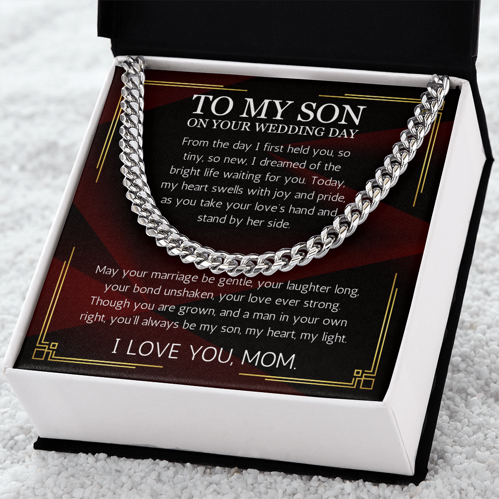 Mother to Son Wedding Gift, Cuban Chain Necklace Gift For Son on Wedding Day, To My son Wedding Gift from Mom, Gift From Mother, Groom Gift