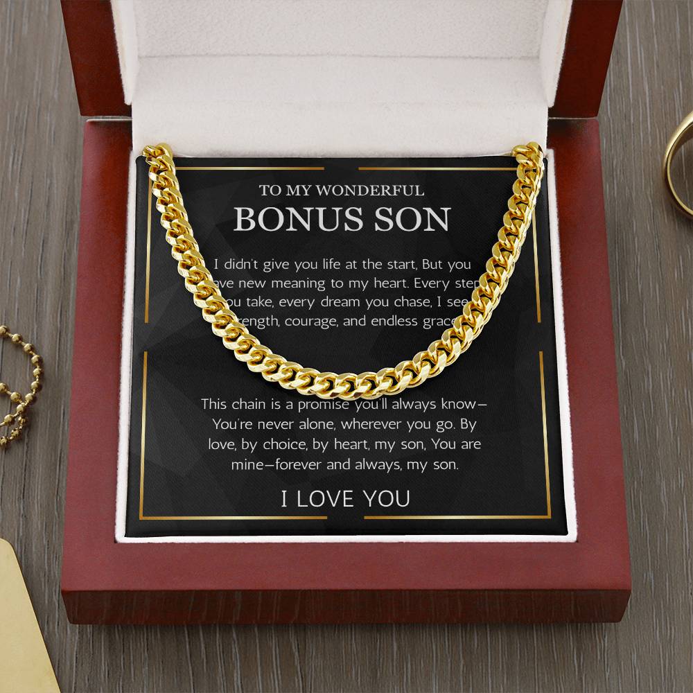 Bonus Son Gift, Cuban Chain Stepson Birthday Gift, Birthday Gift For Bonus Son,  Graduation, Christmas Gift, Stepchild Gift, Step Kid Gift