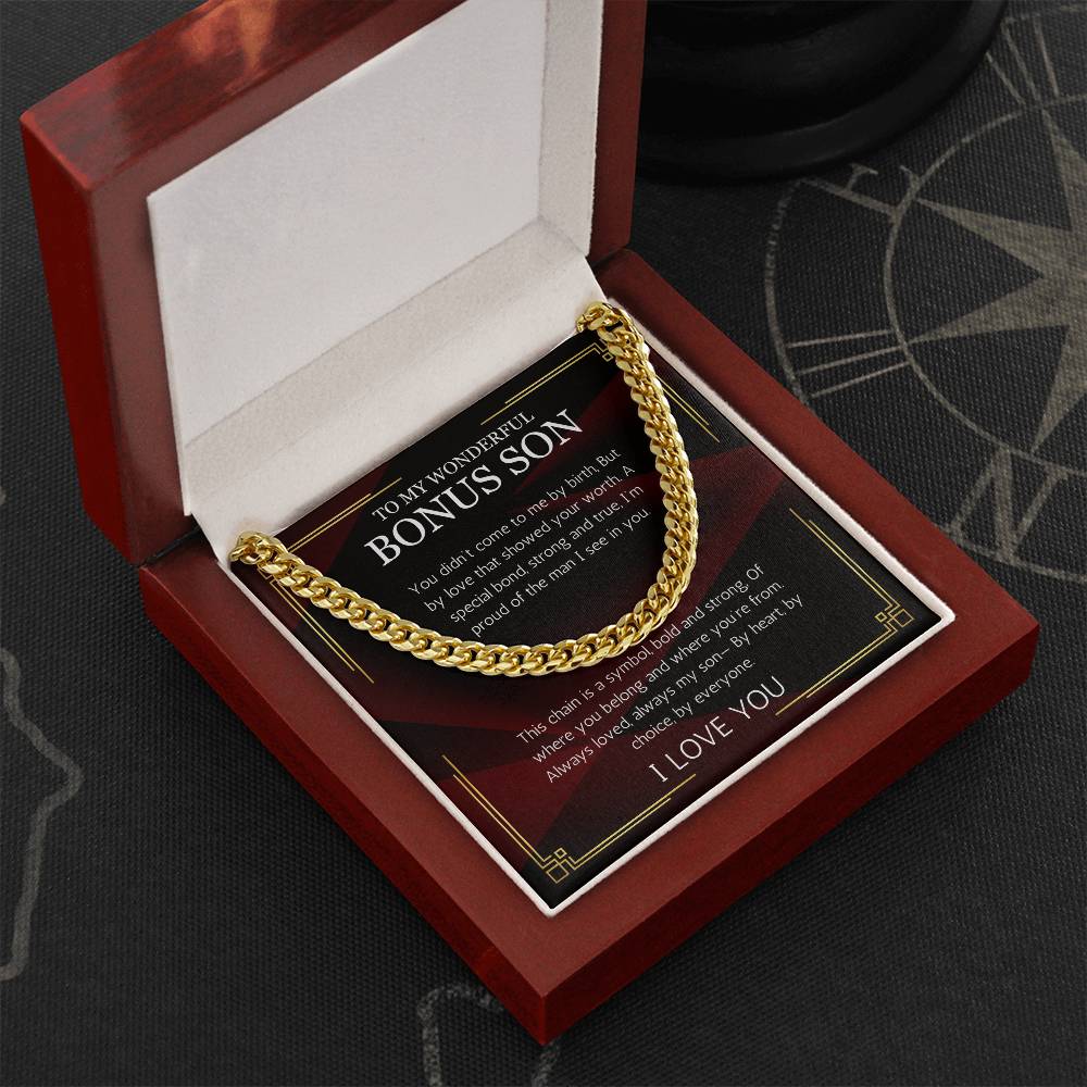 Bonus Son Gift, Birthday Gift For Bonus Son, Cuban Chain Stepson Birthday Gift, Graduation, Christmas Gift, Stepchild Gift, Step Kid Gift