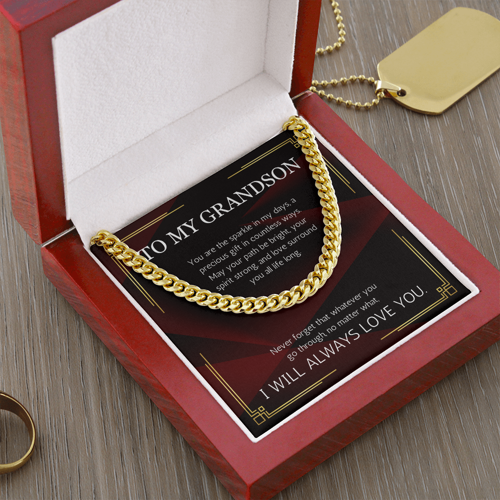 Grandson Gift Necklace Cuban Chain for Grandson From Grandma Grandpa Nana Graduation Birthday Christmas Gift From Grandfather Grandmother