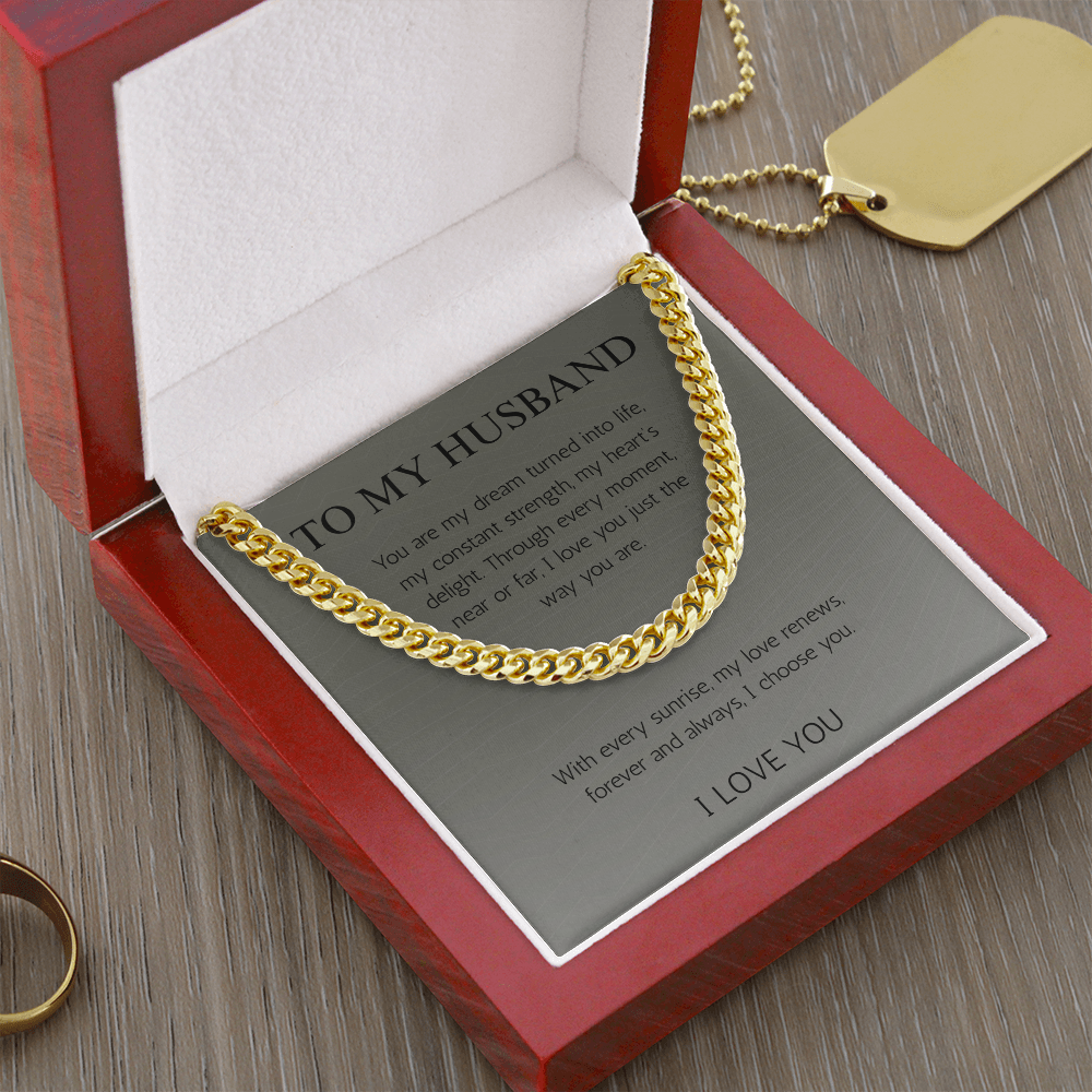 To My Husband Gift Necklace Cuban Link Chin For Husband Birthday Gift Jewelry Anniversary Gift Christmas Gift For Husband From Wife present