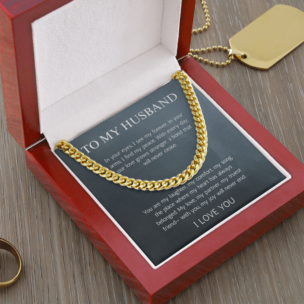 To My Husband Birthday Gift Necklace Cuban Link Chin For Husband Gift Jewelry Anniversary Gift Christmas Gift For Husband From Wife